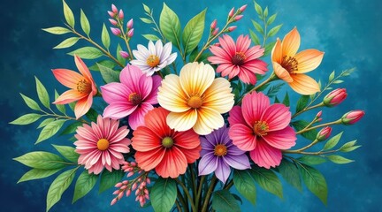 Obraz premium Vibrant Floral Arrangement A Delicate Symphony of Colors and Petals in Full Bloom