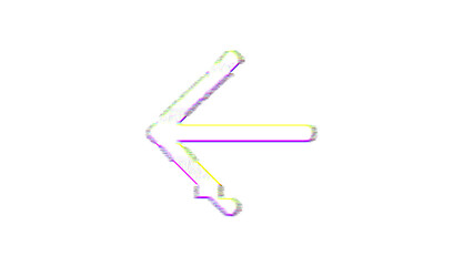 Icon arrow left is distorted. Glitch. Noise, chromatic aberration, geometric distortion