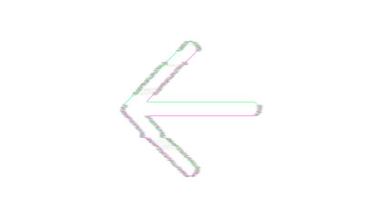 Icon arrow left is distorted. Glitch. Noise, chromatic aberration, geometric distortion