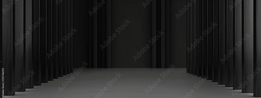 Wall mural Abstract minimalist wallpaper with parallel lines and rectangles on black background. Featuring white space in the center for text, ideal for design templates and modern banners.