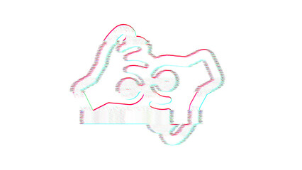 Icon Sign language interpreting is distorted. Glitch. Noise, chromatic aberration, geometric distortion
