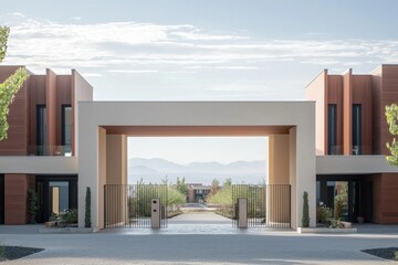 Modern Architectural Design Featuring Tranquil Exterior Entrance