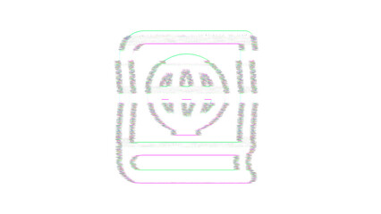 Icon atlas book is distorted. Glitch. Noise, chromatic aberration, geometric distortion