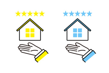 優良住宅を提示するビジネスマンの手元のイラスト