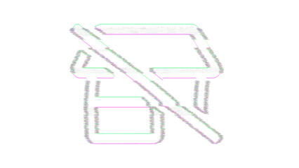 Icon store slash is distorted. Glitch. Noise, chromatic aberration, geometric distortion
