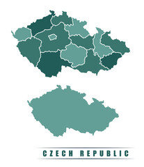 Czech Republic simple flat political map with states border