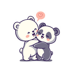 A cartoon of a panda and a bear