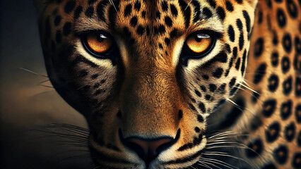 Fototapeta premium A close-up of a leopard’s piercing eyes