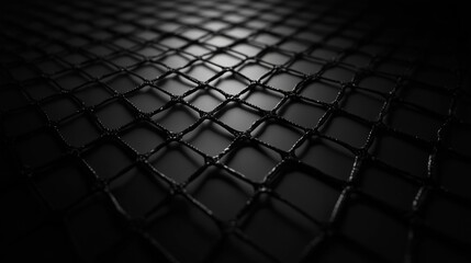 Obraz premium Dark metal chain-link fence with dramatic lighting and depth. Abstract security barrier texture and strong industrial design. Concept for protection, boundaries, and urban structures.