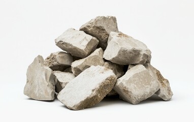 Weathered Urban Debris: A pile of aged and slightly eroded concrete chunks with hints of rust and moss, suggesting long-term exposure to the elements. 
