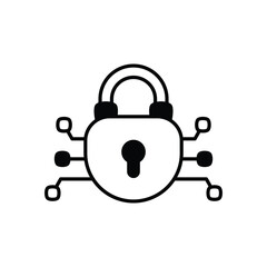 Data encryption padlock vector icon