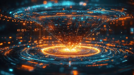 Futuristic data center dynamic digital vortex and technological innovation