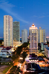 skyline penang island georgetown malaysia dusk city