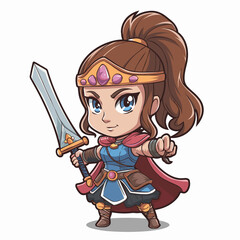 Chibi Warrior Princess with Sword and Armor