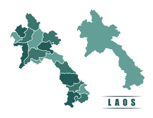Laos simple flat political map with states border
