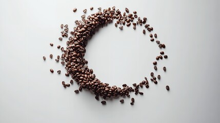Coffee beans circular arrangement studio setting food photography minimalist display aesthetic design artful presentation
