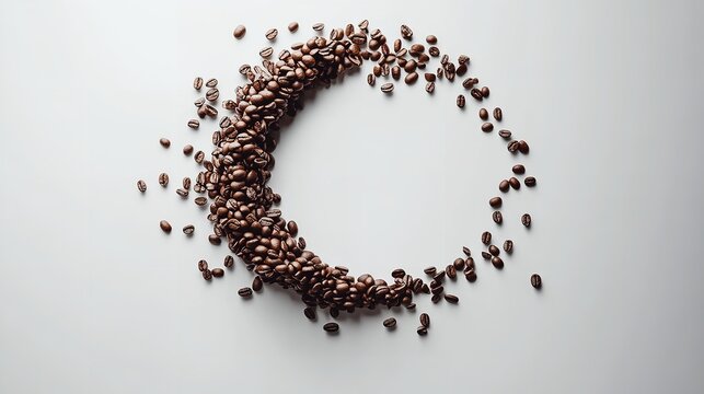 Coffee beans circular arrangement studio setting food photography minimalist display aesthetic design artful presentation