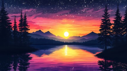 sunset in the mountains