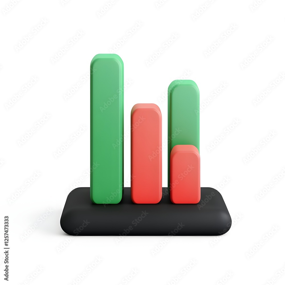 Poster 3d colorful bar graph isolated on white