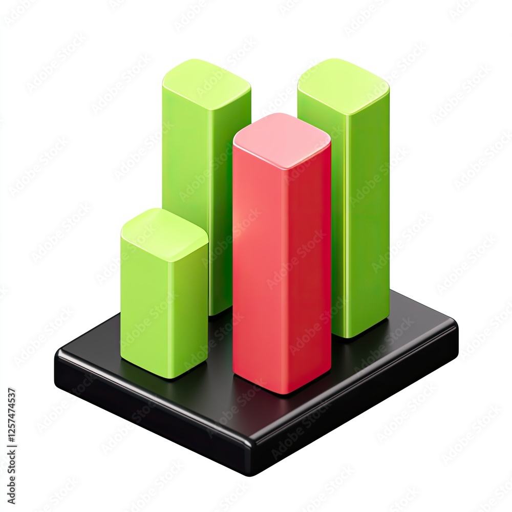 Poster 3d colorful bar graph icon
