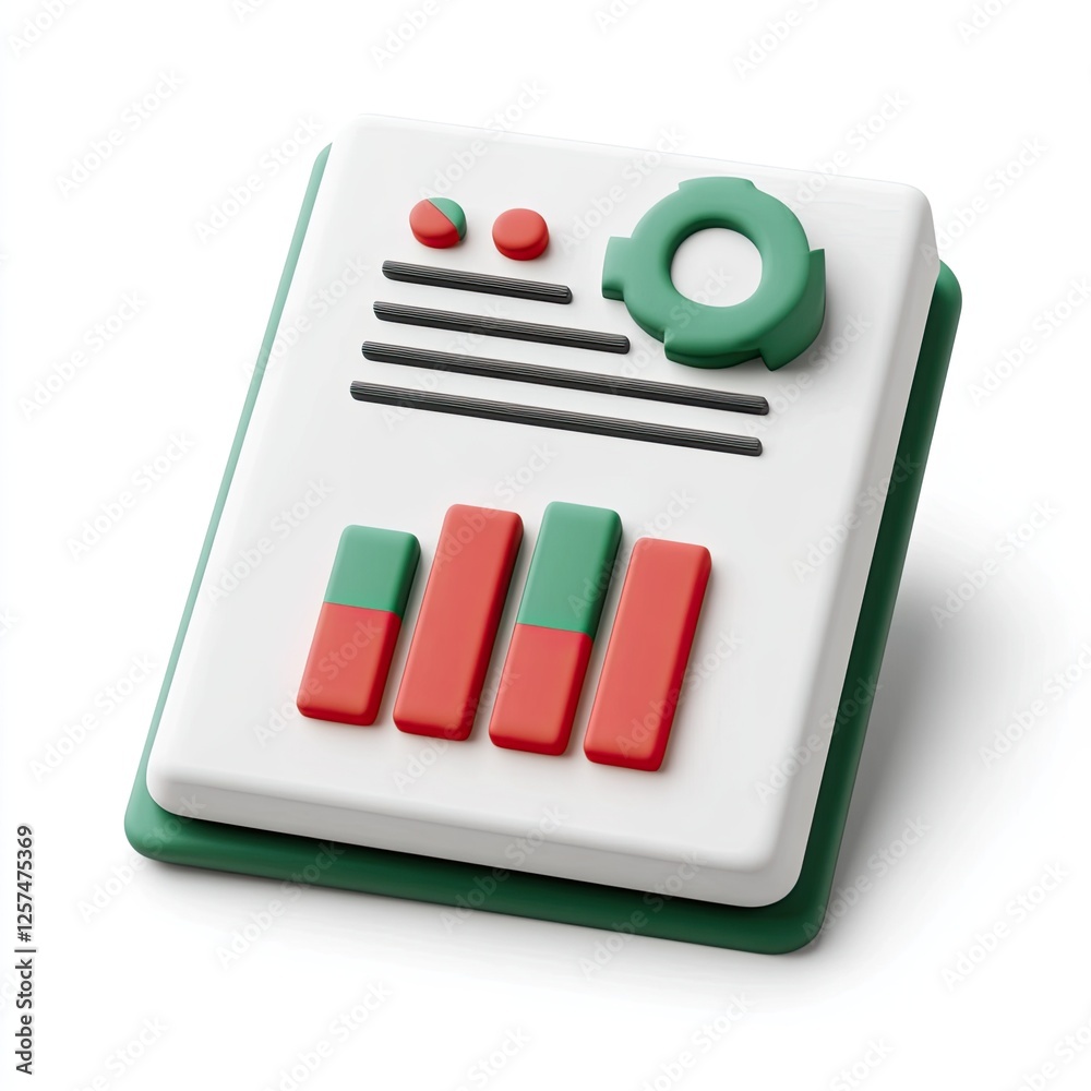 Aufkleber 3d data report icon on white background