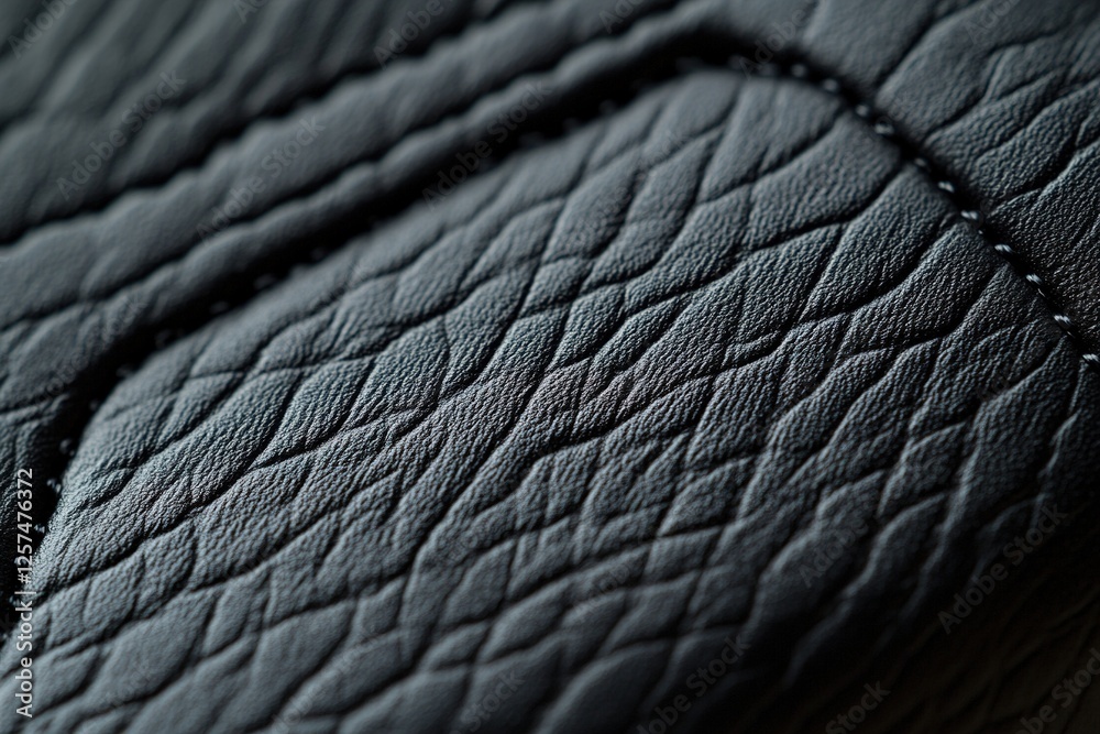 Poster this background features a soft-focus black leather texture with raised stitching, creating an elega