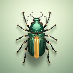Fototapeta premium Modern Vector Art of a Bug in Dark and Green Flat Style Design