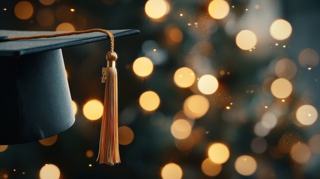 Celebrating graduation achievements university campus event festive atmosphere close-up view education milestone