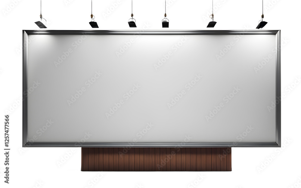 Poster A large rectangular billboard with a blank white surface, isolated on a empty plain background