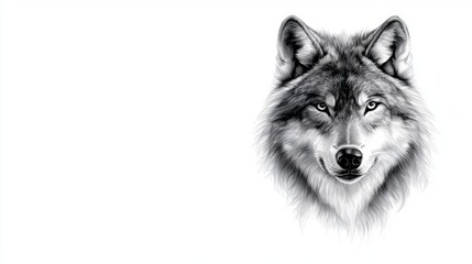 Fototapeta premium a black and white drawing of a wolf's head