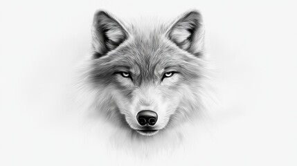 Naklejka premium A black and white drawing of a wolf's face