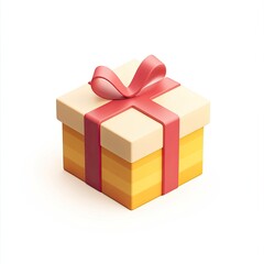 Obraz premium 3D Gift Box with Ribbon on White Background