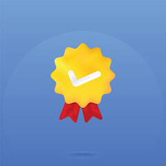 Quality guarantee vector medal with star and ribbon. Vector illustration icon graphics medal , high quality rating. Approved or Certified Medal, education Icon.