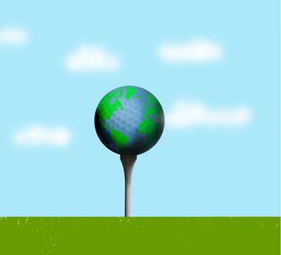 Illustration of planet earth as golf ball