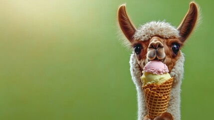 Obraz premium Camel is eating an ice cream cone