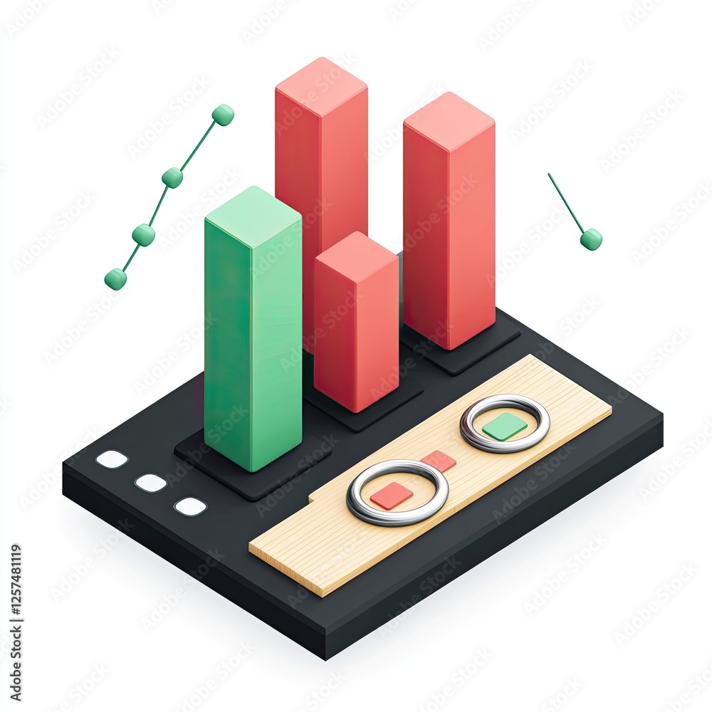 Poster 3D Isometric Data Chart Visualization