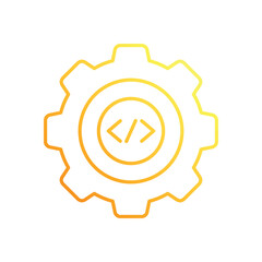 Code brackets with gears vector icon