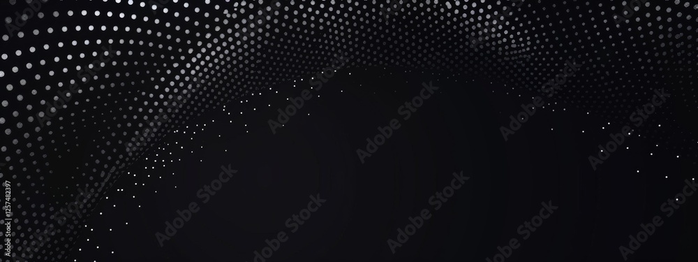 Wall mural abstract modern composition with scattered dots and circles on black background. featuring white spa