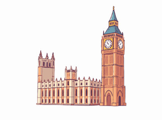 Futuristic Big Ben Landmark Vector Graphic