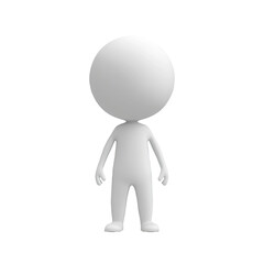 White 3D person standing, plain background, avatar