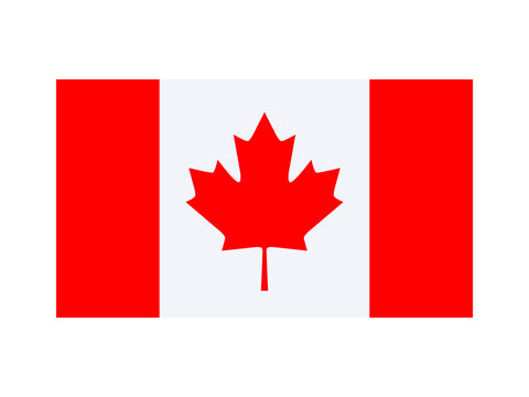 Canada national flag isolated on white. Official colors and maple leaf image, simple flat design. Vector clipart element for canadian events and news illustration, banner background.
