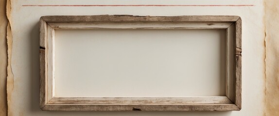 wood frame with a line of the border on old rustic vintage paper.