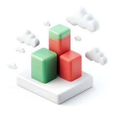 Obraz premium 3D Rendered Growth Chart with Clouds