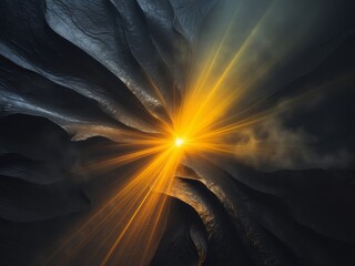 dimly lit abstract composition textured black background glowing spotlight shadows depth.