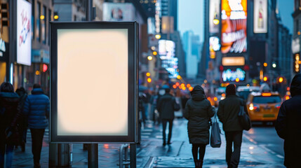 Blank billboard Times Square urban setting for outdoor advertising messages