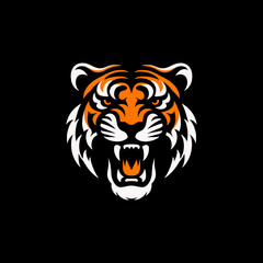 tiger head face angry vector drawing illustration	
