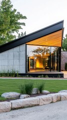 Modern Architectural Design of a Concrete and Glass Building
