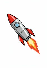 Cartoon rocket ship blasting off