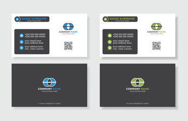 Business card design template with two part for portrait and landscape variation