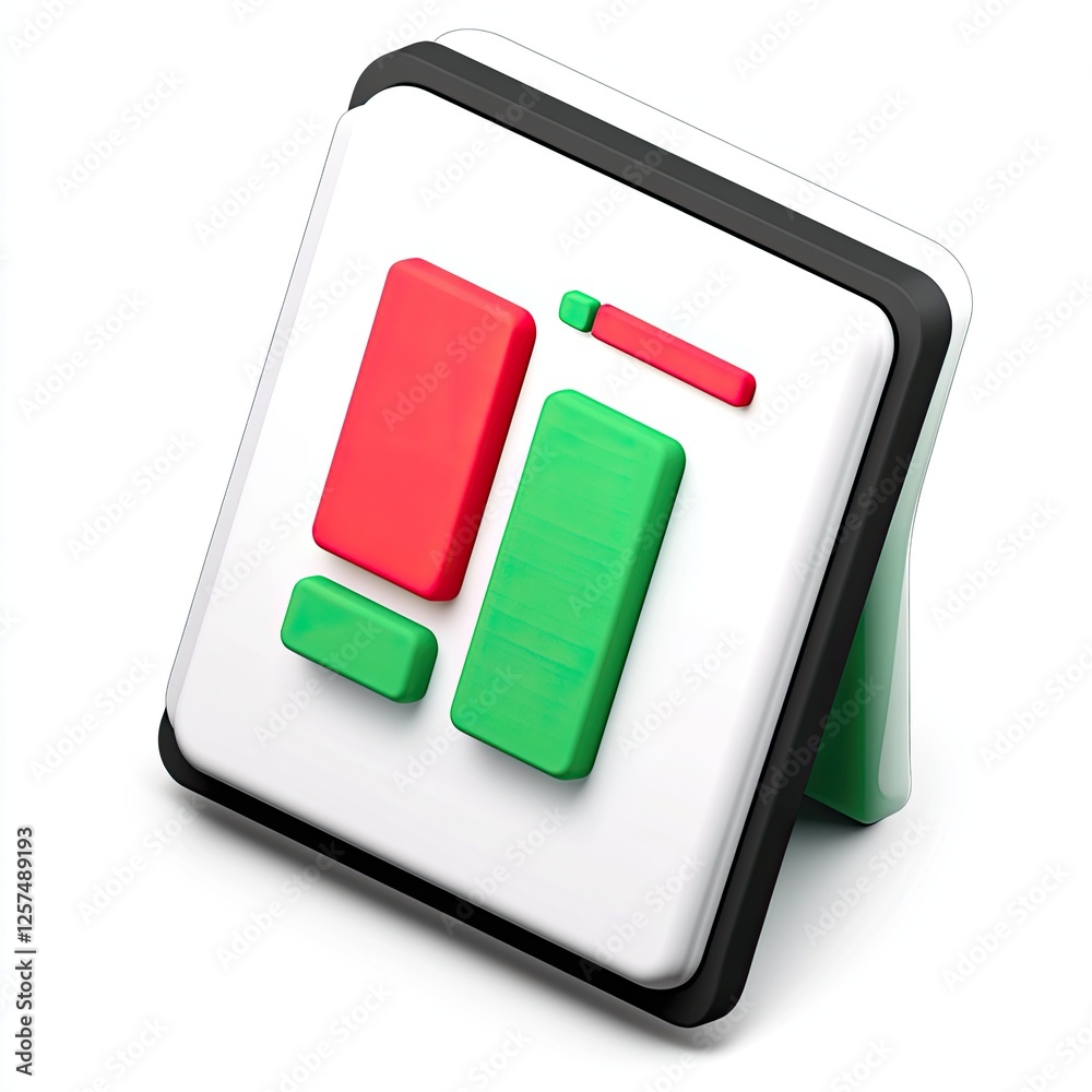 Poster 3d square icon with colorful blocks, white background